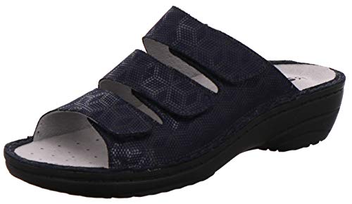 Rohde 5772 Cremona Damen Schuhe Pantoletten Clogs Leder, Größe:40 EU, Farbe:Blau von Rohde