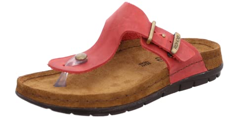 Rohde Damen Dianette Zehentrenner Pantolette Leder Brusheffekt Rodigo-D 5871, Größe:37 EU, Farbe:Rot von Rohde