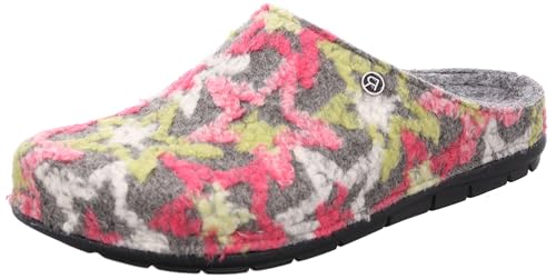 Rohde Damen Hausschuh Pantoffel Filz Muster bunt Rodigo-D 6185, Größe:39 EU, Farbe:Grau von Rohde