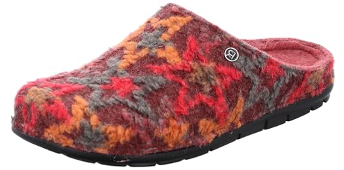 Rohde Damen Hausschuh Pantoffel Filz Muster bunt Rodigo-D 6185, Größe:41 EU, Farbe:Rot von Rohde