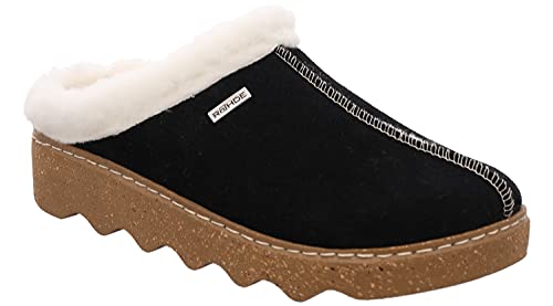 Rohde Damen Hausschuhe Pantoffeln Leder Foggia 6125, Größe:42 EU, Farbe:Schwarz von Rohde