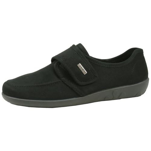 Rohde Damen Hausschuhe Slipper Klettverschluss trageangenehm Ballerup 2222, Größe:42 EU, Farbe:Schwarz von Rohde