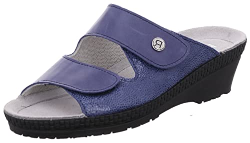 Rohde Damen Leder Clogs Klettverschluss Pantoletten Neustadt-50 1461, Größe:37 EU, Farbe:Blau von Rohde