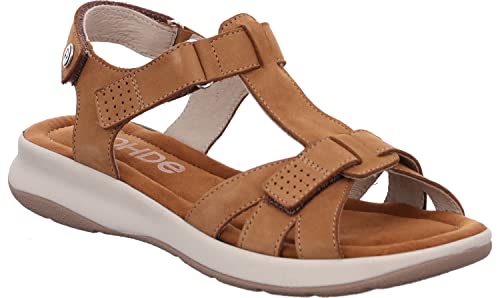 Rohde Damen Leder Sandalen Sandaletten T-Steg Klettverschluss Chia 6202, Größe:38 EU, Farbe:Braun von Rohde