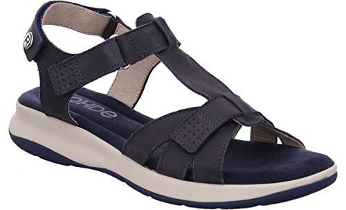 Rohde Damen Leder Sandalen Sandaletten T-Steg Klettverschluss Chia 6202, Größe:39 EU, Farbe:Blau von Rohde
