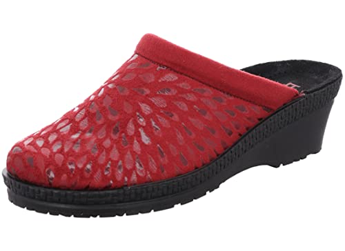 Rohde Damen Pantoffel Hausschuh Microvelour Neustadt-50 2456, Größe:41 EU, Farbe:Rot von Rohde