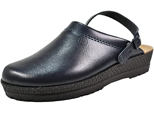 Rohde Neustadt D 1440 Schuhe Damen Pantoletten Clogs Weite G, Größe:41 EU, Farbe:Blau von Rohde