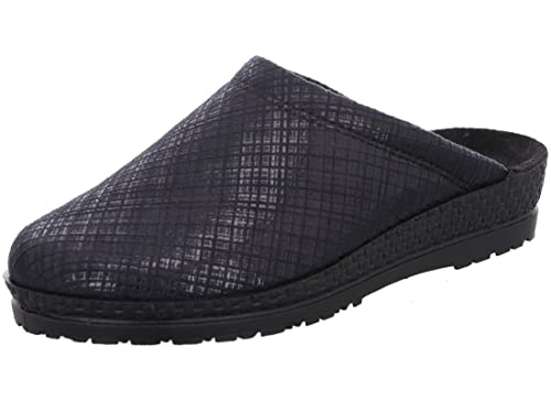 Rohde Damen Pantoffel Keilabsatz Hausschuh Microvelour Neustadt-D 2297, Größe:41 EU, Farbe:Schwarz von Rohde