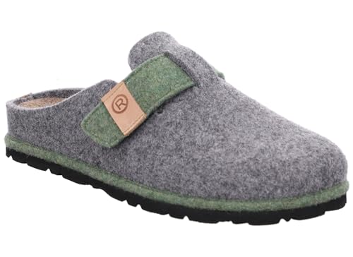 Rohde Damen Pantoffel Filz Hausschuh Klettverschluss Wechselfußbett D.Meran 6812, Größe:40 EU, Farbe:Grau von Rohde