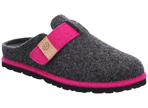 Rohde Damen Pantoffel Filz Hausschuh Klettverschluss Wechselfußbett D.Meran 6812, Größe:40 EU, Farbe:Schwarz von Rohde