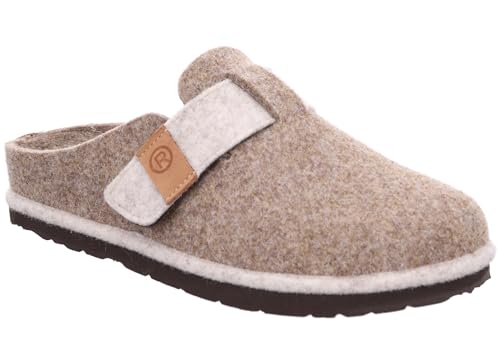 Rohde Damen Pantoffel Filz Hausschuh Klettverschluss Wechselfußbett D.Meran 6812, Größe:41 EU, Farbe:Beige von Rohde