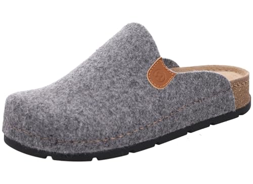 Rohde Damen Pantoffel Hausschuh Filz Ledersohle gepolstert D.Soave 6010, Größe:40 EU, Farbe:Grau von Rohde