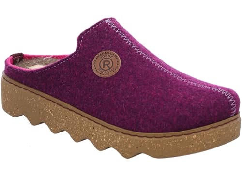 Rohde Damen Pantoffel Hausschuh Filz Plateausohle lose Einlagen Foggia-D 6120, Größe:41 EU, Farbe:Lila von Rohde