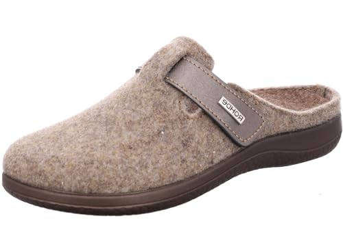Rohde Damen Pantoffel Hausschuh Klettverschluss Softfilz Bari 6549, Größe:40 EU, Farbe:Beige von Rohde