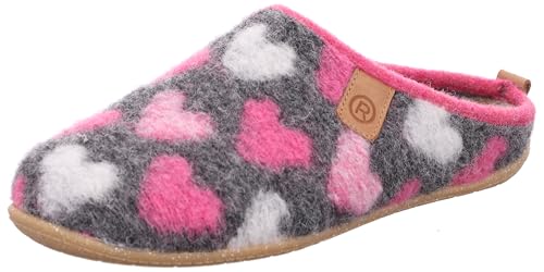 Rohde Damen Pantoffel Hausschuh Leder Decksohle Muster süß Tivoli-D 6861, Größe:40 EU, Farbe:Pink von Rohde
