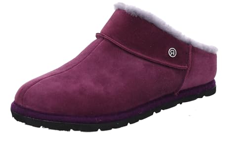 Rohde Damen Pantoffel Hausschuh Leder Lammfell Warmfutter Gardena 7070, Größe:40 EU, Farbe:Violett von Rohde