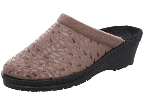 Rohde Damen Pantoffel Hausschuh Microvelour Neustadt-50 2456, Größe:41 EU, Farbe:Braun von Rohde