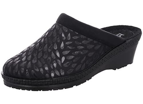 Rohde Damen Pantoffel Hausschuh Microvelour Neustadt-50 2456, Größe:41 EU, Farbe:Schwarz von Rohde