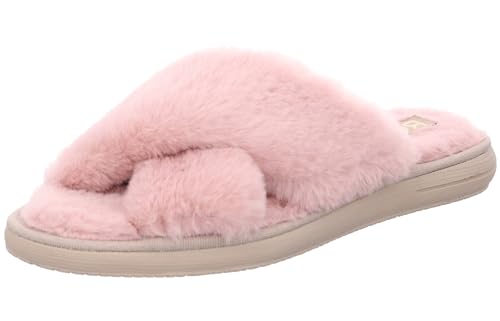 Rohde Damen Pantoffel Hausschuh Pantolette Plüsch Flauschstoff Lodi 7024, Größe:40 EU, Farbe:Rosa von Rohde