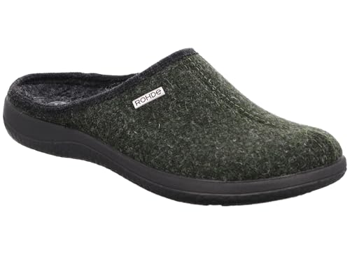 Rohde Damen Pantoffel Hausschuh Schurwolle Harris Tweed Bari 6545, Größe:40 EU, Farbe:Grün von Rohde