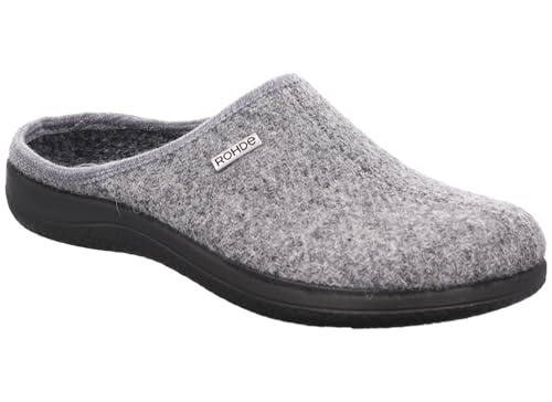 Rohde Damen Pantoffel Hausschuh Schurwolle Harris Tweed Bari 6545, Größe:41 EU, Farbe:Grau von Rohde