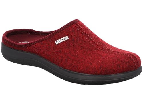 Rohde Damen Pantoffel Hausschuh Schurwolle Harris Tweed Bari 6545, Größe:42 EU, Farbe:Rot von Rohde