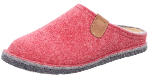 Rohde Damen Pantoffel Hausschuh Softfilz Decksohle Leder bequem Lucca-D 6820, Größe:42 EU, Farbe:Rot von Rohde