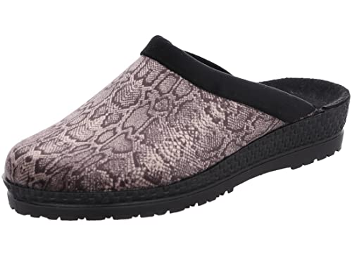Rohde Damen Pantoffel Keilabsatz Hausschuh Animal Print Neustadt-D 2287, Größe:40 EU, Farbe:Beige von Rohde