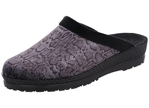 Rohde Damen Pantoffel Keilabsatz Hausschuh Animal Print Neustadt-D 2287, Größe:40 EU, Farbe:Grau von Rohde