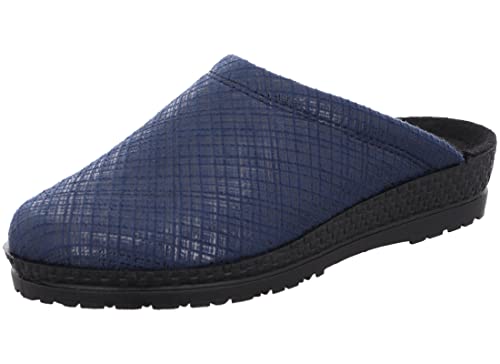 Rohde Damen Pantoffel Keilabsatz Hausschuh Microvelour Neustadt-D 2297, Größe:37 EU, Farbe:Blau von Rohde