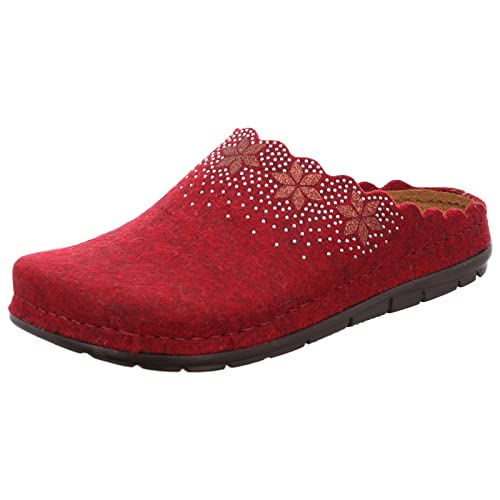 Rohde Damen Pantoffel Softfilz Hausschuh Rodigo-D 6188, Größe:40 EU, Farbe:Rot von Rohde