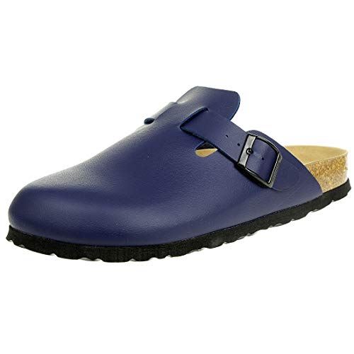 Rohde Damen Pantolette Clog Schnalle profilierte Sohle Alba 6077, Größe:43 EU, Farbe:Blau von Rohde