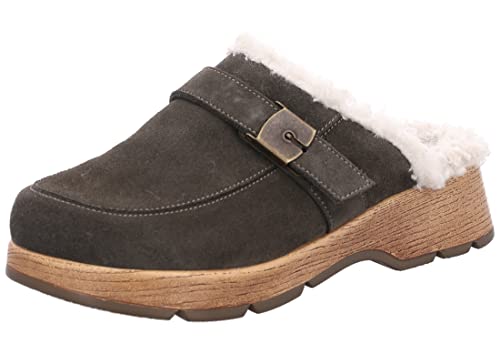 Rohde Damen Pantolette Keilabsatz Clog Warmfutter Licata 7002, Größe:37 EU, Farbe:Grün von Rohde