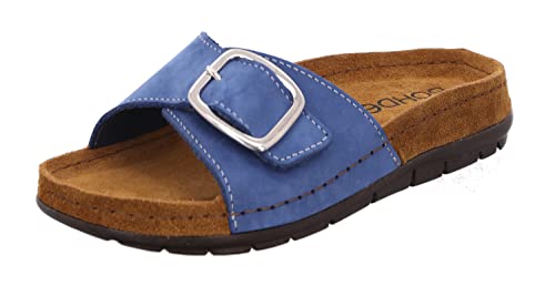 Rohde Damen Pantolette Leder Klettverschluss Memoryfußbett Rodigo-D 5875, Größe:38 EU, Farbe:Blau von Rohde