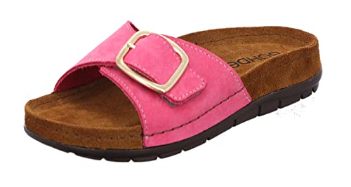 Rohde Damen Pantolette Leder Klettverschluss Memoryfußbett Rodigo-D 5875, Größe:38 EU, Farbe:Pink von Rohde