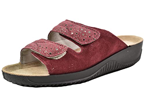 Rohde Damen Pantolette Leder metallic Effekte gepolsterte Sohle Soltau-40 8660, Größe:42 EU, Farbe:Violett von Rohde