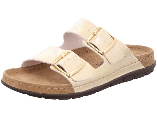 Rohde Damen Pantolette gemusterter Zweiriemer mit Schnalle Rodigo-D 5872, Größe:40 EU, Farbe:Gold von Rohde