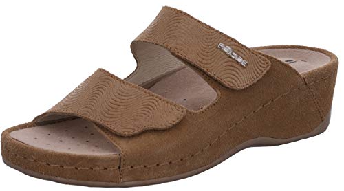 Rohde Damen Pantoletten Clogs Leder Amalfi 5722, Größe:41 EU, Farbe:Beige von Rohde