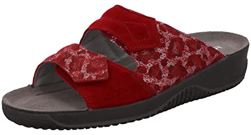 Rohde Damen Pantoletten Klettverschluss Leder Clogs Soltau-40 1949, Größe:40 EU, Farbe:Rot von Rohde