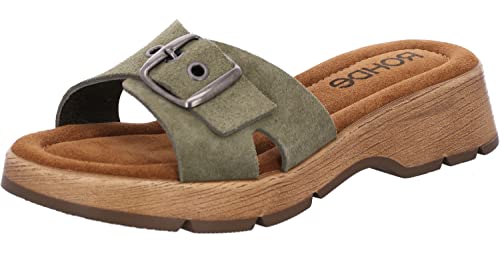 Rohde Damen Clogs Pantoletten Keilabsatz Licata 6260, Größe:42 EU, Farbe:Grün von Rohde