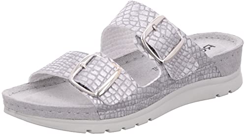 Rohde Damen Pantoletten Schnalle Leder Clogs Cattolica 6152, Größe:39 EU, Farbe:Silber von Rohde