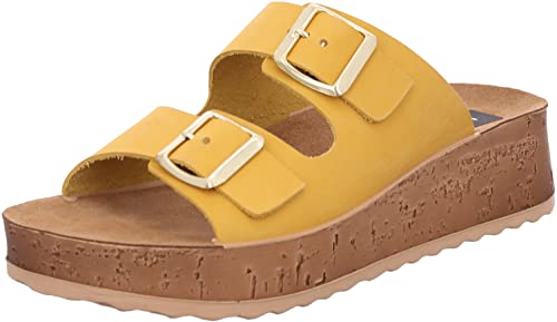 Rohde Damen Pantoletten Schnalle Plateau Clogs Cortona 6212, Größe:37 EU, Farbe:Gelb von Rohde