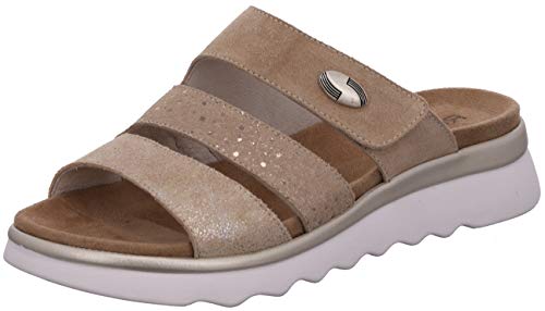 Rohde Damen Pantoletten Clogs Keilabsatz Parma 5402, Größe:41 EU, Farbe:Beige von Rohde