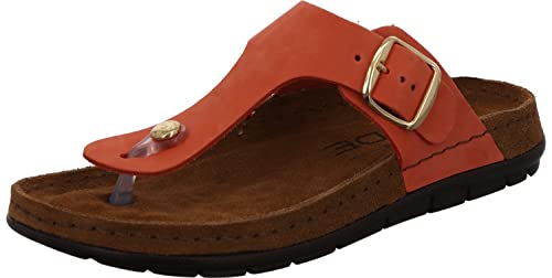 Rohde Damen Zehentrenner Pantolette Leder Rodigo-D 5860, Größe:38 EU, Farbe:Rot von Rohde