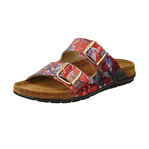 Rohde Damen, Frauen, Klassische Sandalen, Sandalen,Pantoletten,Sommerschuhe,Hausschuhe,Leder-fußbett,Cherry,38 EU / 5 UK von Rohde