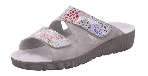 Rohde 1403 Roma Damen Pantoletten Clogs Weite F1/2 Leder, Größe:39 EU, Farbe:Grau von Rohde