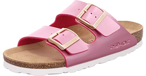 Rohde Damen Schuhe Pantoletten Clogs Perlato Schnalle Alba 5653, Größe:37 EU, Farbe:Pink von Rohde