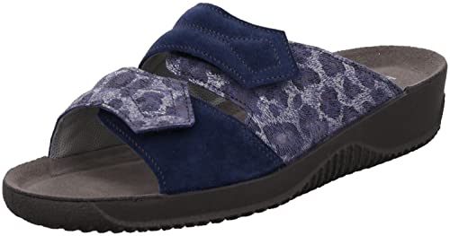 Rohde Damen Pantoletten Klettverschluss Leder Clogs Soltau-40 1949, Größe:41 EU, Farbe:Blau von Rohde