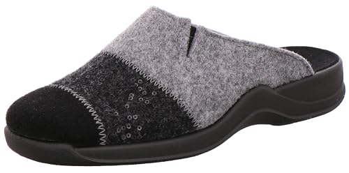 Rohde 2302-83 Vaasa-D Schuhe Damen Hausschuhe Pantoffeln Filz Weite G, Größe:40 EU, Farbe:Grau von Rohde