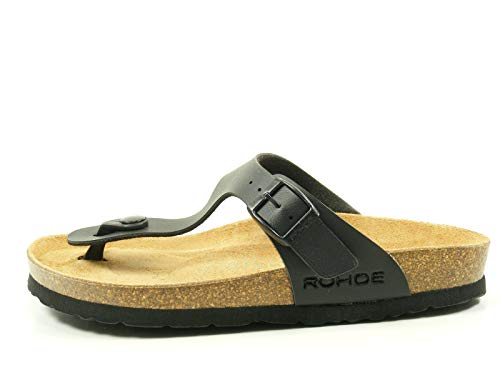 Rohde Damen Zehentrenner Pantolette Komfortweite G Fußbett gepolstert Alba 5628, Größe:43 EU, Farbe:Schwarz von Rohde